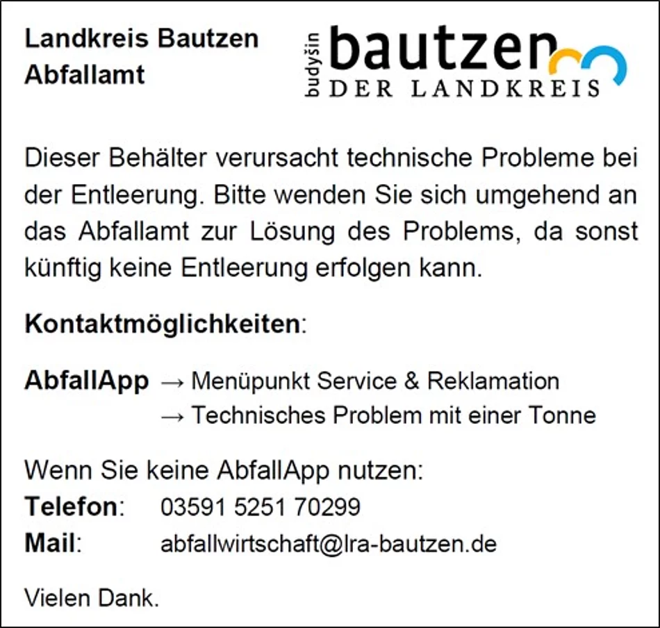 Aufkleber Abfallamt