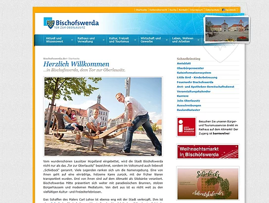 Homepage der Stadt Bischofswerda im Jahr 2024