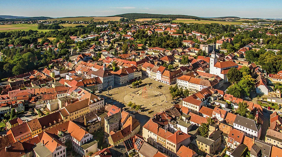 Luftbild vom Zentrum von Bischofswerda